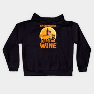 Latest My Broomstick Runs On Wine Halloween Costume Kids Hoodie